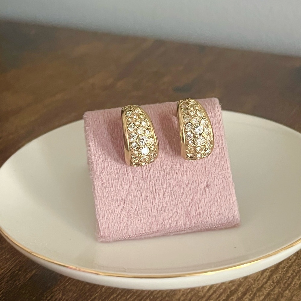 Vintage Swarovski gold tone hoop shape